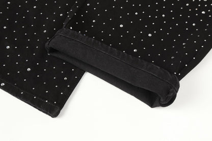 Fashion Versatile Trendy Long Pants Cross-Border Trade Washed American Retro Heavy-Duty Full Diamond Jeans for Men and Women