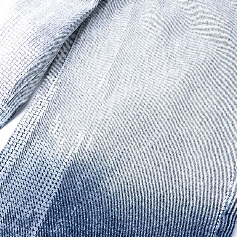 Original Early Autumn New American Retro Street Style High Waist Slimming Rhinestone Gradient Design Loose Wide Leg Jeans