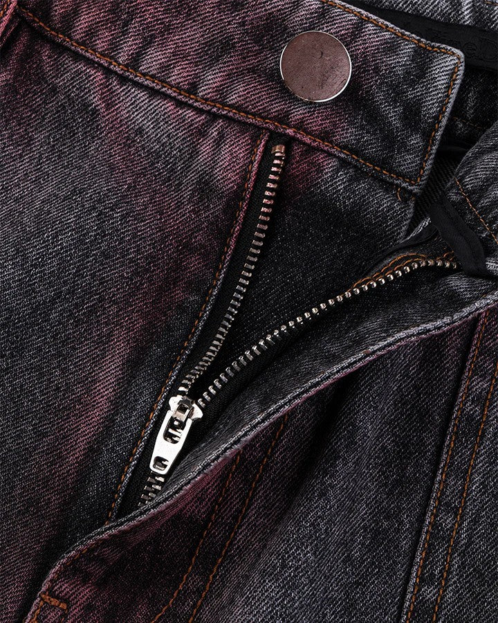 Cross-Border European and American High Street vibe Pants Jeans American Style Straight Spliced Ink Splash Flared Long Pants Men One Piece Dropshipping