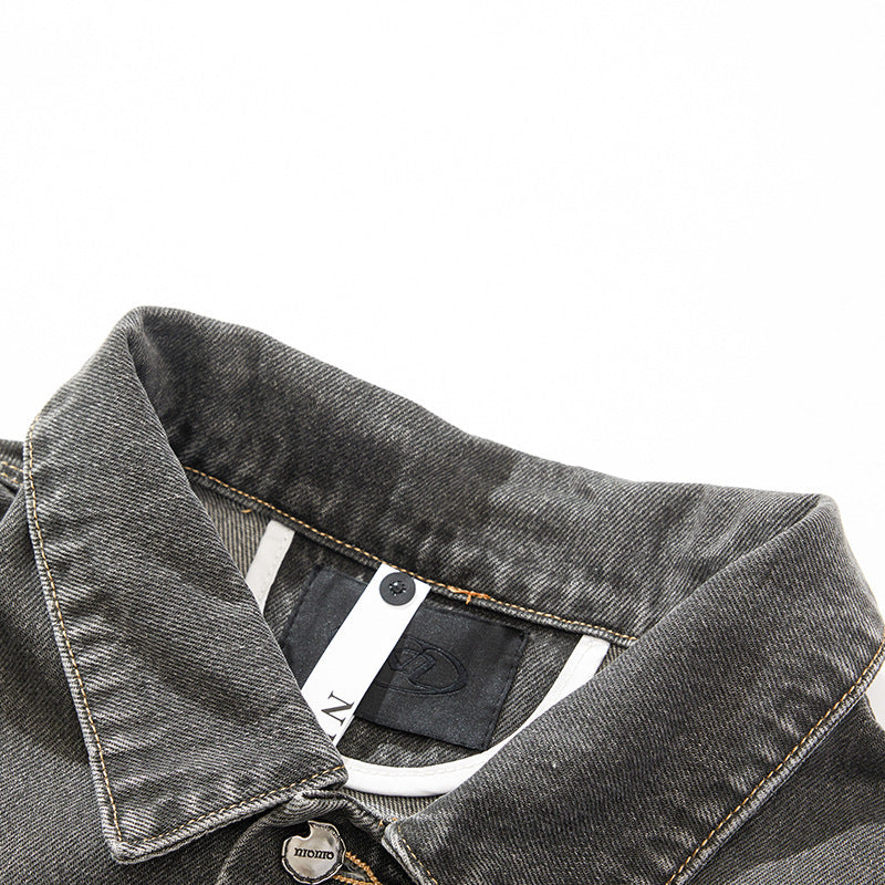 European and American High Street Fashion Trendy Brand Workwear Denim Jacket for Men2024Spring and Autumn Plus Size High-End Stylish Cool Jacket