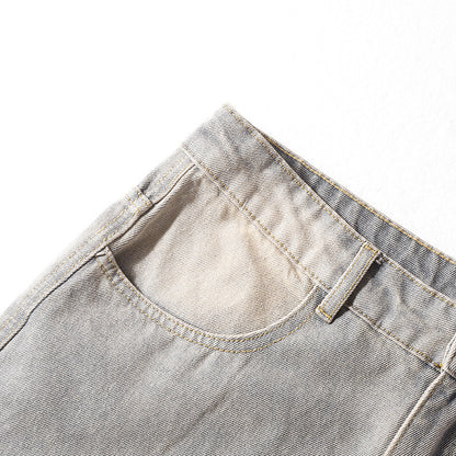 American-style Tie-dye Washed Vintage Loose Cargo Pants for Men Street Hip-Hop Jogger Jeans Trendy Designer Style