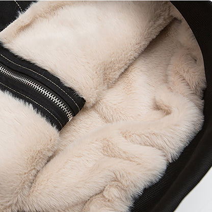 American Retro Autumn Winter Trendy Metal Buckle Design Men's Thickened Warm Hooded Cotton Jacket Long Sleeve