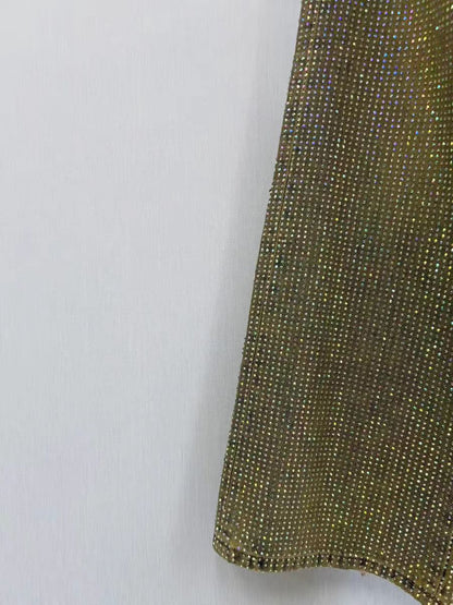 Summer New Crystal Shiny Diamond Straight-Leg Pants Extra Long Denim Floor-Length Pants Shiny Diamond Long Pants New High-Waisted Slimming Style