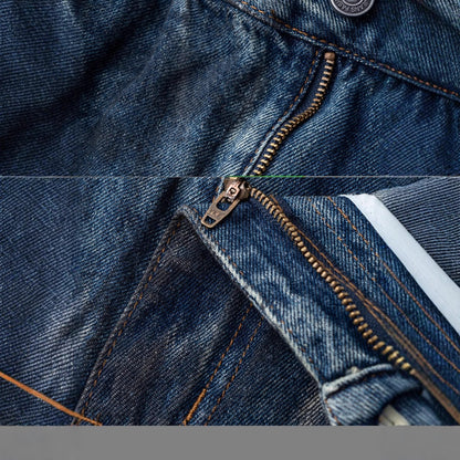 High-End European Version Spring Summer Men's Jeans Slim Straight Stretch Washed Ripped Wide-Leg Men's Pants