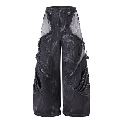 High-quality American streetwear super heavy-duty brushed and washed buffalo jeans