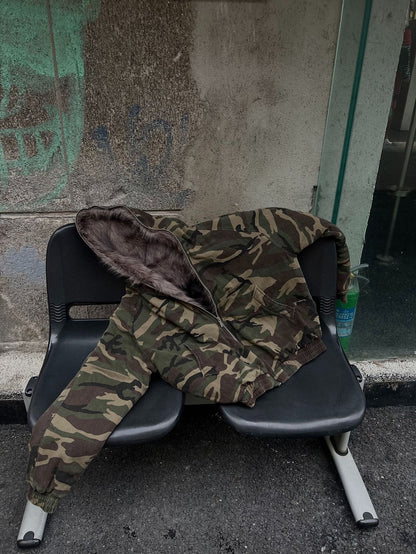 Zuoshandiao National Era Camouflage American Style Hooded Retro Thickened Cotton Jacket for Men and Women Workwear Cotton Coat