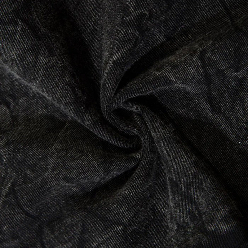 GUOWEAR2024American Style Washed Flared Jeans for Men with Lightning Embroidery Wide-Leg Trousers Trendy Retro Style