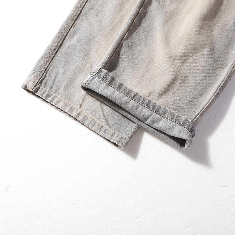 American-style Tie-dye Washed Vintage Loose Cargo Pants for Men Street Hip-Hop Jogger Jeans Trendy Designer Style