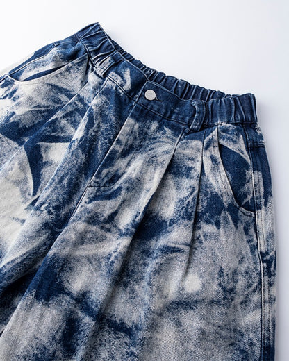 Summer Thin Jacquard Cool Comfortable Fabric Five-Point Denim Shorts Men's Trendy New Wide-Leg Straight Mid-Length Shorts