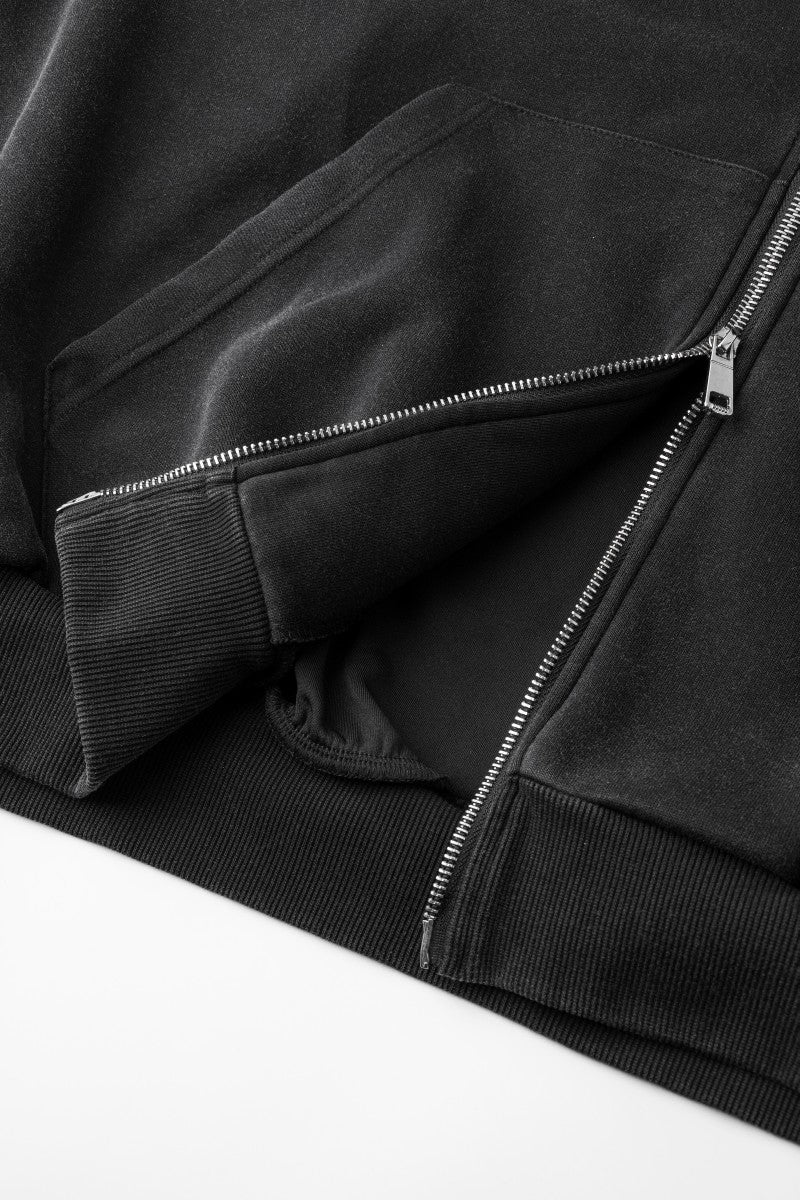 European and American High Street Dark Style Embroidered Hooded Zipper Sweatshirt for Men Spring and Autumn Trendy Brand Street Retro Loose Jacket ins