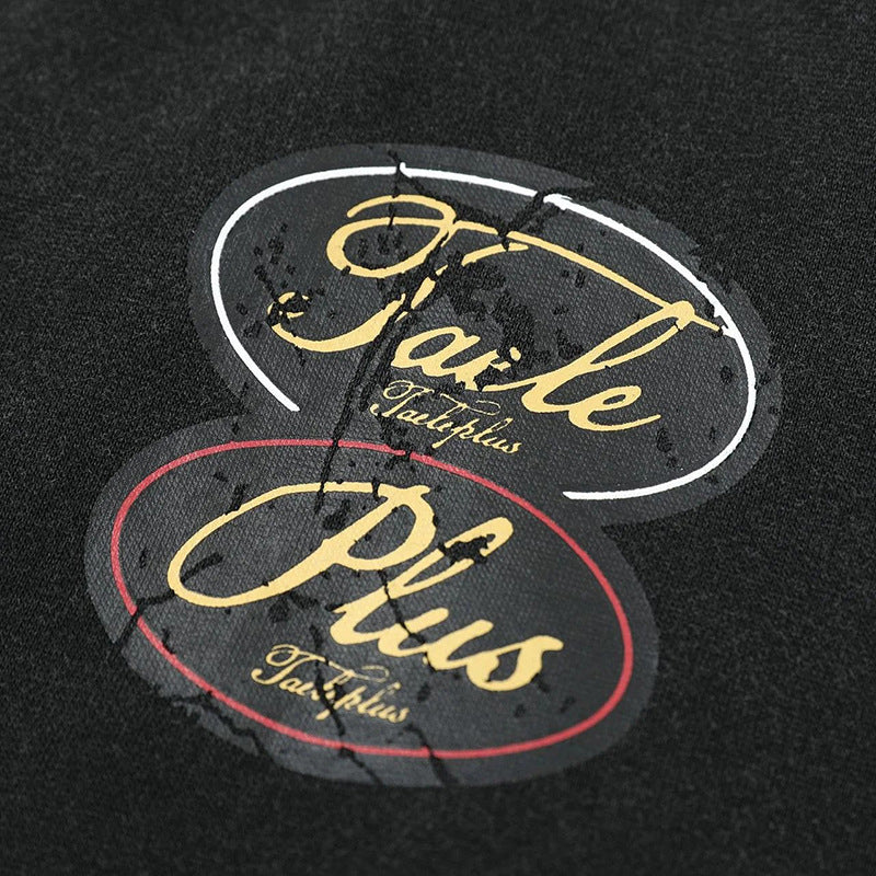 2025Spring New Vintage Distressed Letter Print Hoodie for Men, Stylish and High-End Long Sleeve Jacket