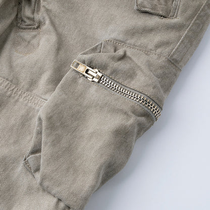 High Waist Diagonal Zipper Cargo Pants Loose Straight Casual Pants Trendy Brand Versatile Long Pants Leg-Lengthening Loose Comfortable