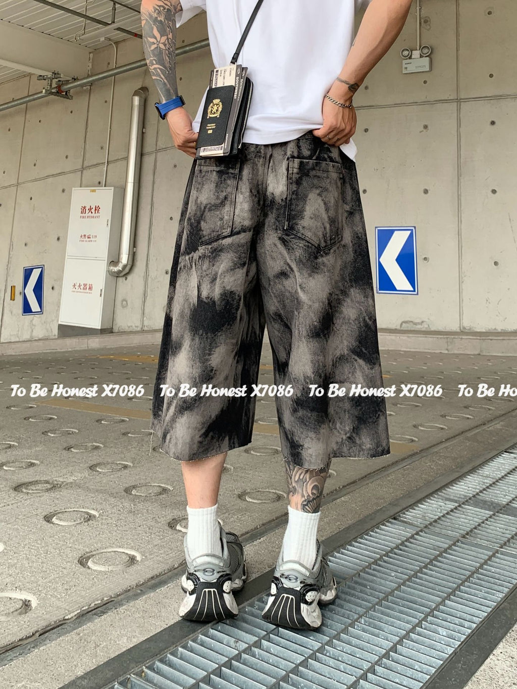 Summer Thin Jacquard Cool Comfortable Fabric Five-Point Denim Shorts Men's Trendy New Wide-Leg Straight Mid-Length Shorts