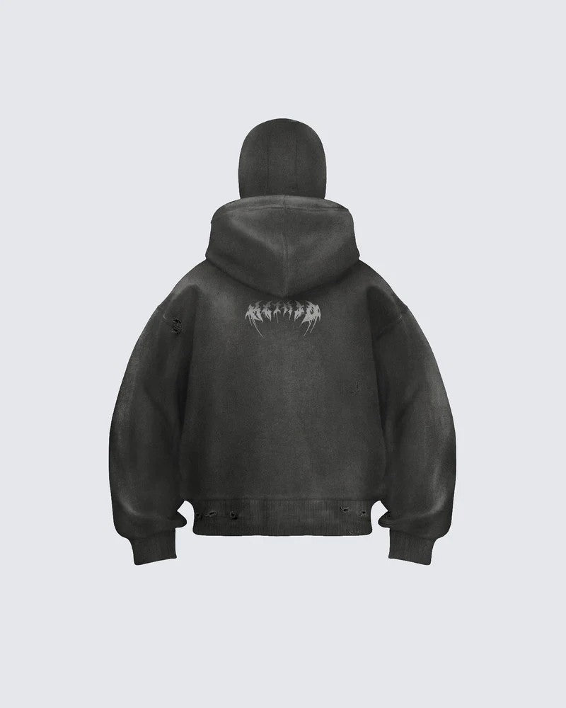 American Retro Street Zipper Hoodie Gothic Letter Star Sweatshirt for Men and Women2025New