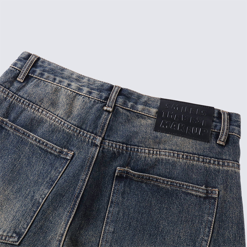 Washed High Waist Loose Jeans Unisex Trendy Casual Straight Wide Leg Pants Autumn Winter Versatile Long Washed Vintage