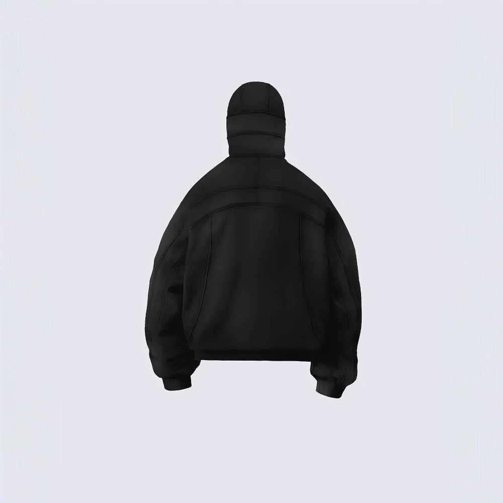 2025European and American Trendy Brand Single Hat Long Zipper Eyelet Hat Design Hooded Zipper Sweatshirt Full Face Men's Style