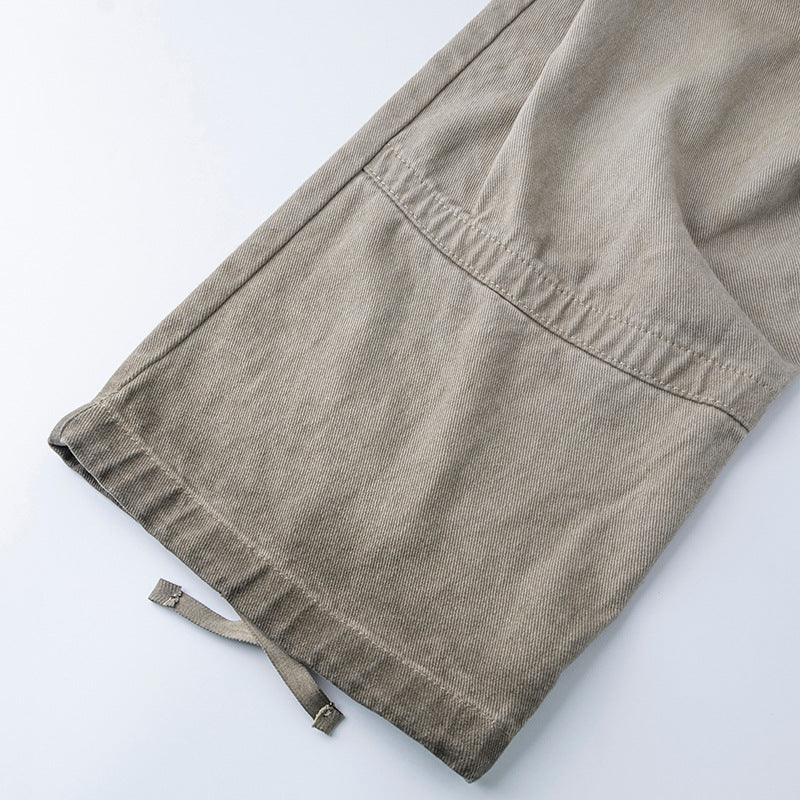 High Waist Diagonal Zipper Cargo Pants Loose Straight Casual Pants Trendy Brand Versatile Long Pants Leg-Lengthening Loose Comfortable