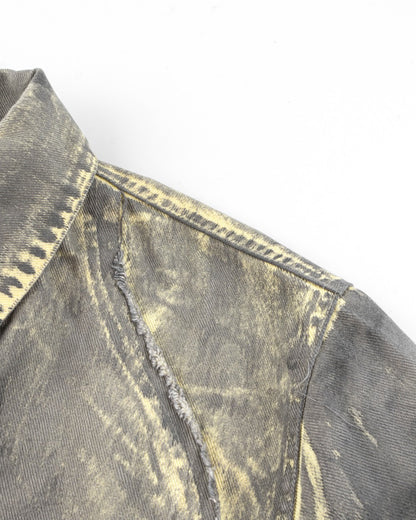 2025Autumn American High Street Heavy Craft Hand-painted Denim Jacket for Men and Women Retro Street Distressed Washed Jeans