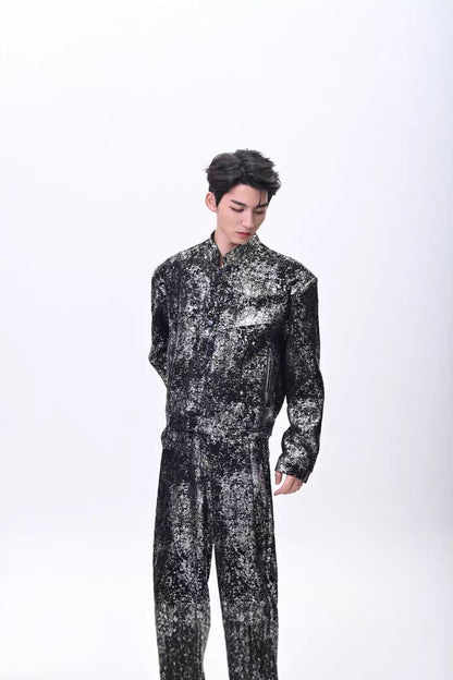 2025New Fashion Suit Trendy Brand Cool Street Style Short Jacket Wide-Leg Pants Casual Two-Piece Set for Men