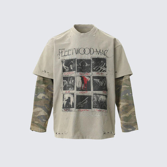 Loose Fit Versatile Fake Two-Piece T Men's Summer Trendy Brand Round Neck Japanese Street Style Casual Base Shirt Thin Top