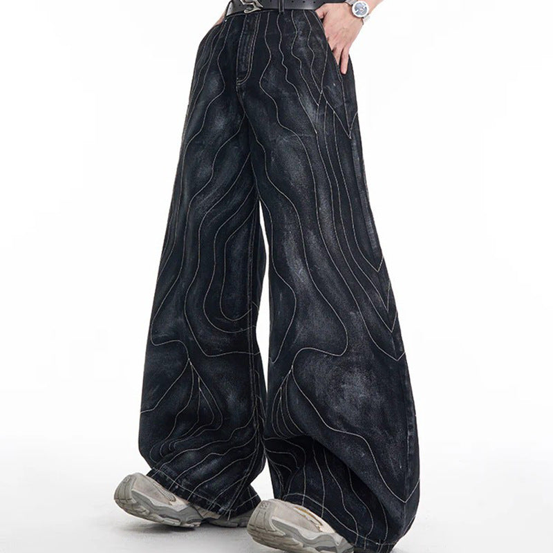American Style Men's Jeans Spring Summer High Street Flared European and American vibe Vintage Style Fashion Flared Pants