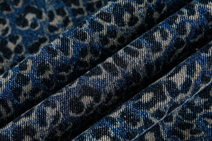 Fashion Brand2025Autumn New European and American High Street Leopard Print Scimitar Jeans RO Trendy Wide-Leg Pants