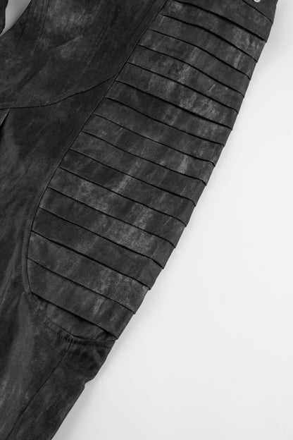 Dark Heavy Industry Structure Double Layer Structure Spliced Wide Leg Loose Frayed Tassel Distressed Jeans