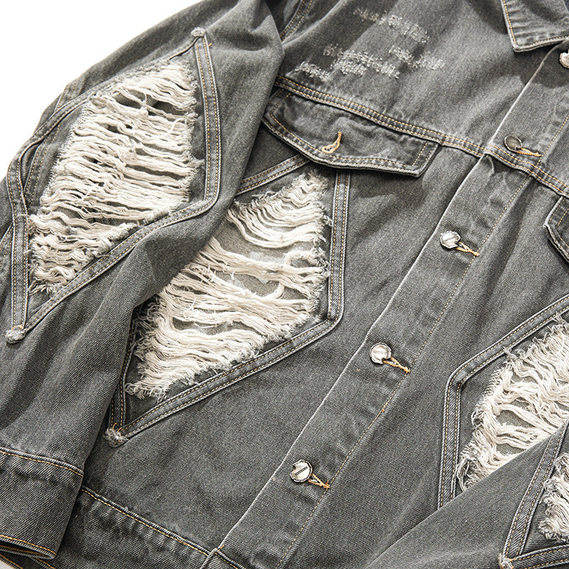 European and American High Street Fashion Trendy Brand Workwear Denim Jacket for Men2024Spring and Autumn Plus Size High-End Stylish Cool Jacket