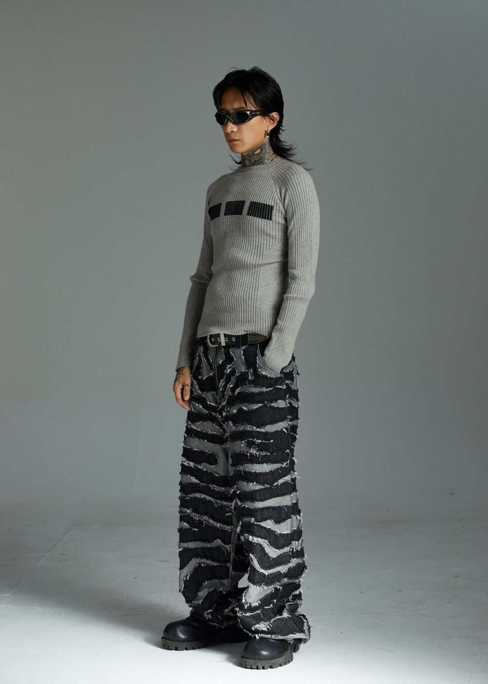 2025Autumn New Heavy Craft Patchwork Zebra Pattern European and American Trendy Brand Loose Jeans