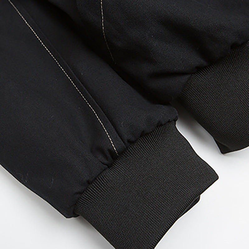 American Retro Autumn Winter Trendy Metal Buckle Design Men's Thickened Warm Hooded Cotton Jacket Long Sleeve