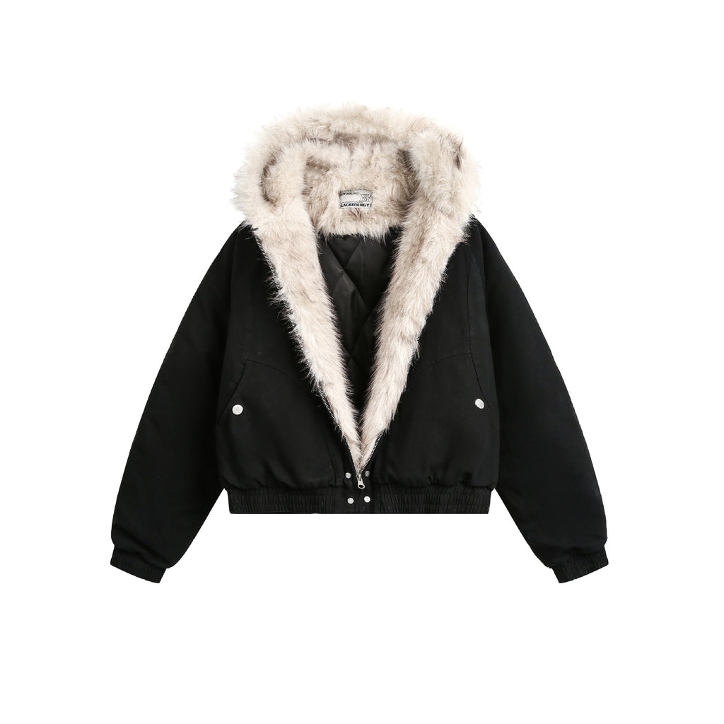 GUOWEAR Pearl Canvas Mountain Eagle Fleece-Lined Jacket American Street Wasteland Style Cotton Coat Men's Fleece-Lined Thickened Jacket