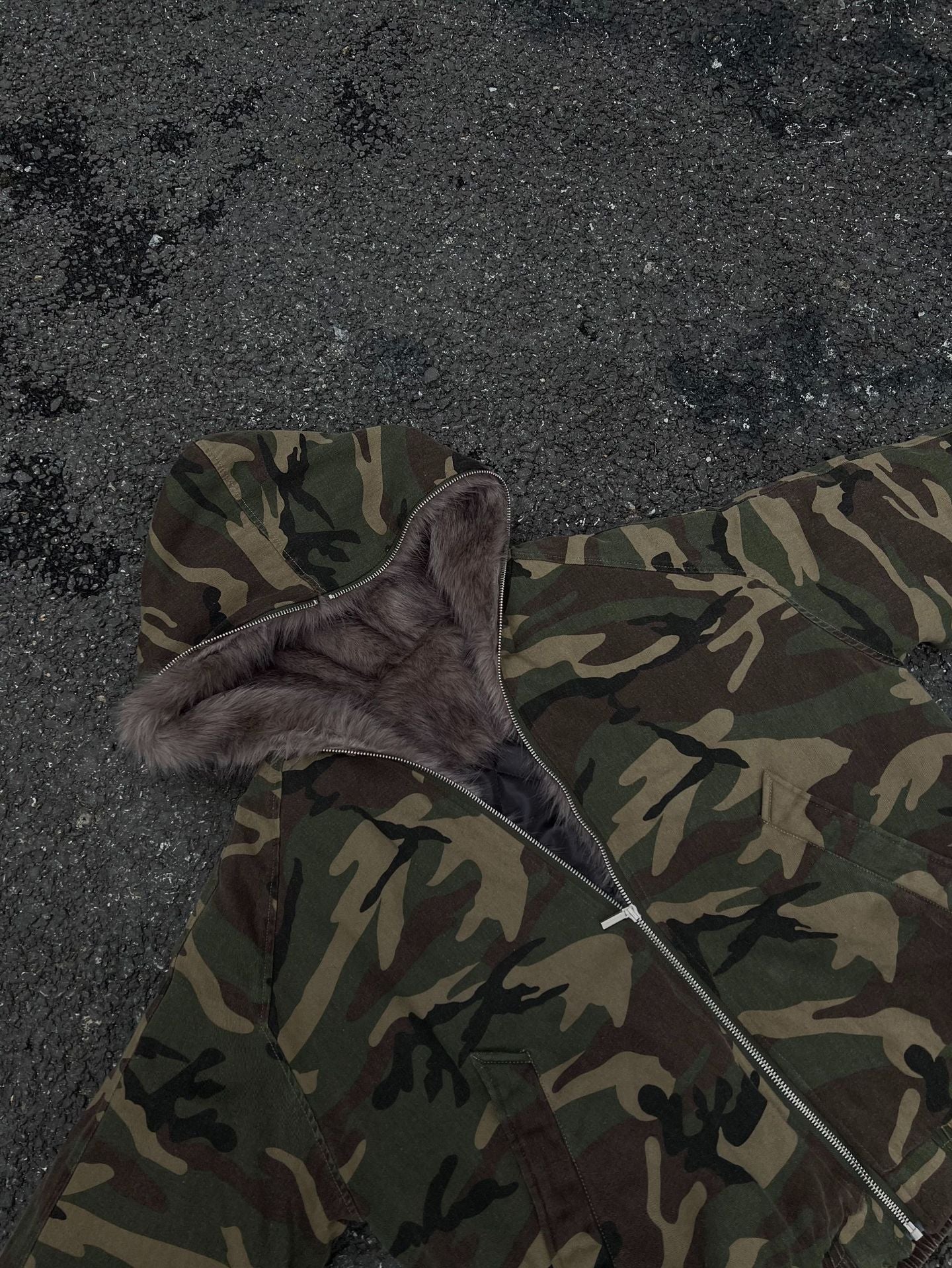 Zuoshandiao National Era Camouflage American Style Hooded Retro Thickened Cotton Jacket for Men and Women Workwear Cotton Coat