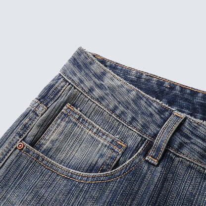 GUOWEAR Loose Straight Retro Jeans High-waisted Casual Washed Long Pants Unisex Trendy Pants