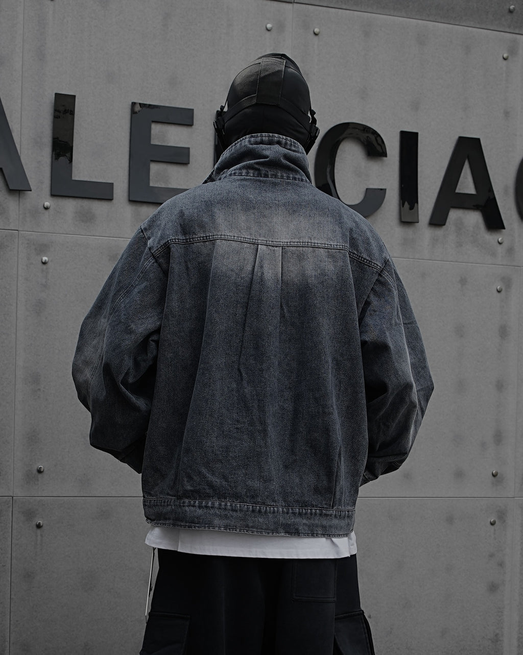 American Retro Niche Stand Collar Ink Splash Zipper Jacket Men High Street Deconstructed Design Loose Cool Denim Jacket