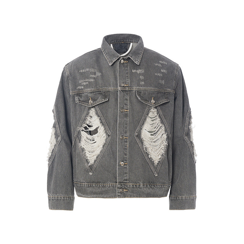 European and American High Street Fashion Trendy Brand Workwear Denim Jacket for Men2024Spring and Autumn Plus Size High-End Stylish Cool Jacket