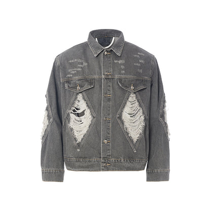 European and American High Street Fashion Trendy Brand Workwear Denim Jacket for Men2024Spring and Autumn Plus Size High-End Stylish Cool Jacket