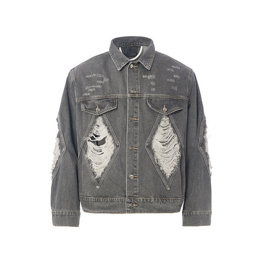 European and American High Street Fashion Trendy Brand Workwear Denim Jacket for Men2024Spring and Autumn Plus Size High-End Stylish Cool Jacket