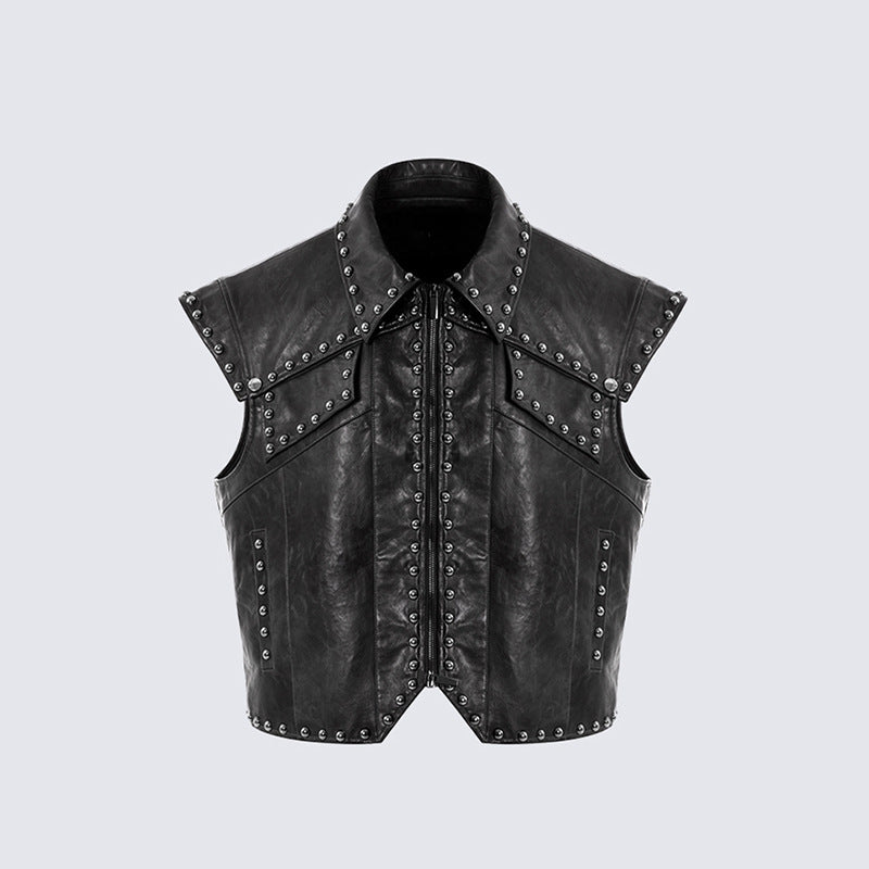 2025European and American Heavy-duty Rivet Leather Pants for Men, Cool Punk Style Motorcycle Suit, Slim Fit Dark Style