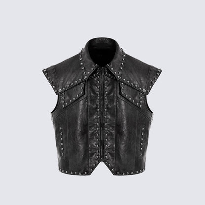 2025European and American Heavy-duty Rivet Leather Pants for Men, Cool Punk Style Motorcycle Suit, Slim Fit Dark Style