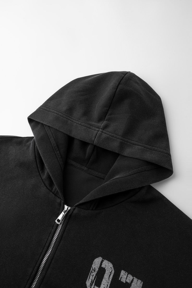 European and American High Street Dark Style Embroidered Hooded Zipper Sweatshirt for Men Spring and Autumn Trendy Brand Street Retro Loose Jacket ins