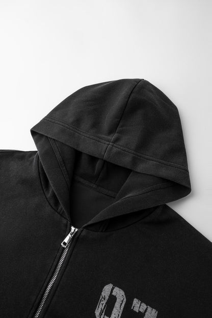 European and American High Street Dark Style Embroidered Hooded Zipper Sweatshirt for Men Spring and Autumn Trendy Brand Street Retro Loose Jacket ins