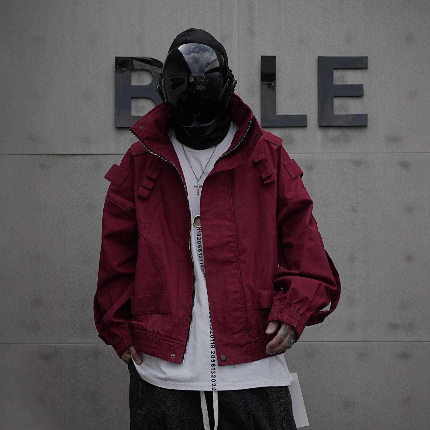 Japanese Trend Workwear Jacket for Men, Spring and Autumn Fashion, Loose Stand Collar Motorcycle Leather Jacket, Cool and Casual Versatile Jacket