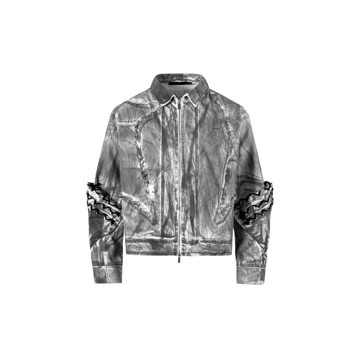 2025Autumn American High Street Heavy Craft Hand-painted Denim Jacket for Men and Women Retro Street Distressed Washed Jeans