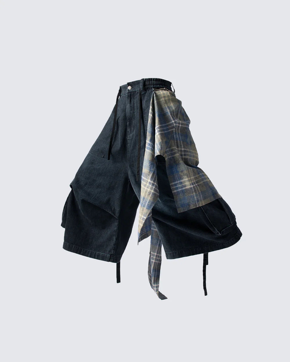 American Retro Detachable Square Scarf Black Wide-Leg Jeans for Men2025Spring and Autumn New Loose Straight-Leg Floor-Length Pants