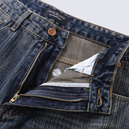 GUOWEAR Loose Straight Retro Jeans High-waisted Casual Washed Long Pants Unisex Trendy Pants