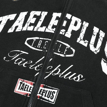 2025Spring New Vintage Distressed Letter Print Hoodie for Men, Stylish and High-End Long Sleeve Jacket