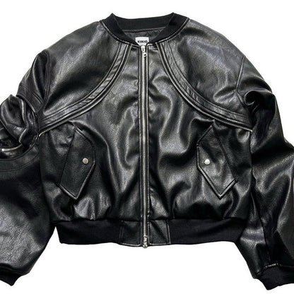 Heavy-duty Retro Designer Leather Flight Jacket Men's Street Trend Loose Jacket Workwear Windproof