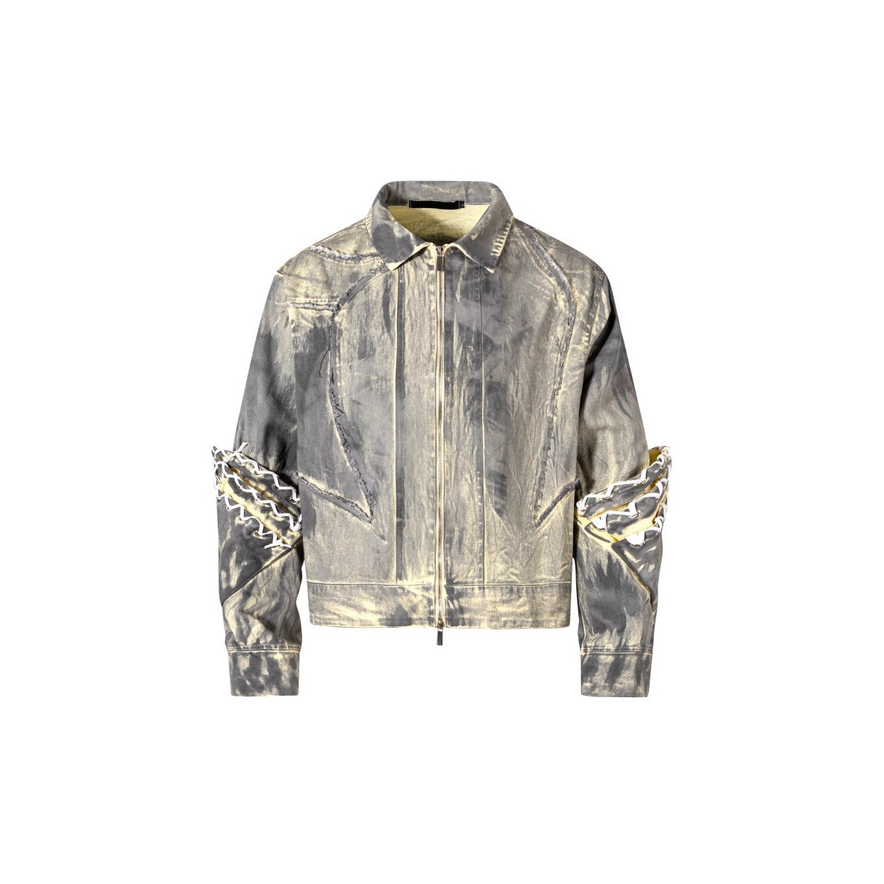 2025Autumn American High Street Heavy Craft Hand-painted Denim Jacket for Men and Women Retro Street Distressed Washed Jeans