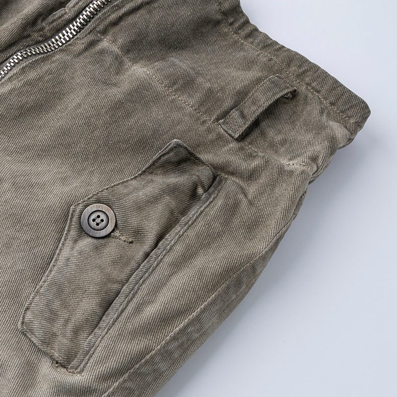 High Waist Diagonal Zipper Cargo Pants Loose Straight Casual Pants Trendy Brand Versatile Long Pants Leg-Lengthening Loose Comfortable