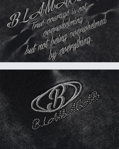 American High Street Vintage Washed Wrinkled Sleeve Hooded Fleece Men's Niche Embroidered Jacket Trendy